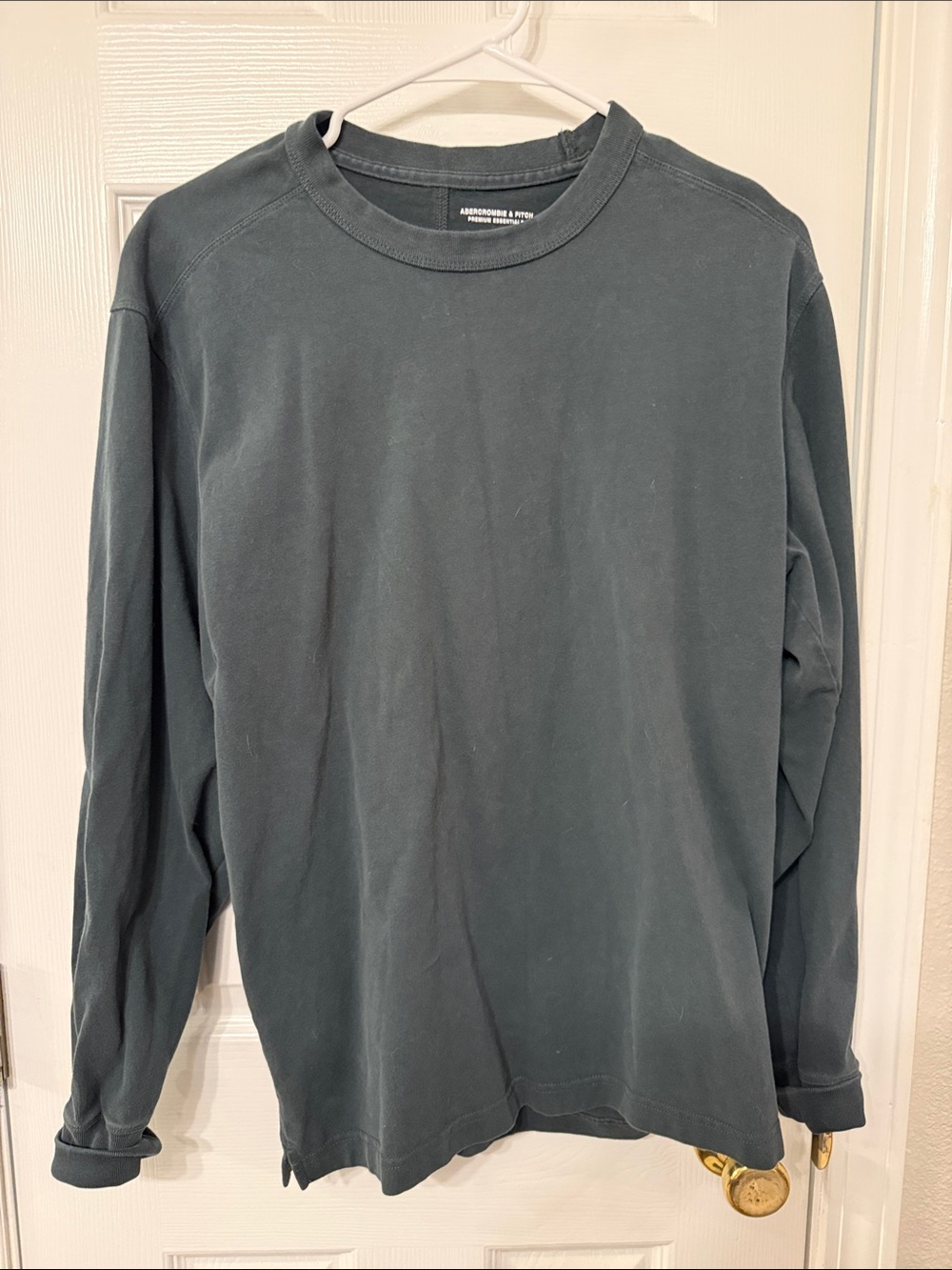 Abercrombie & Fitch Men's Long Sleeve Crew Tee - Teal Green
